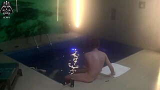 Threesome friends fucked blonde hard in motel pool