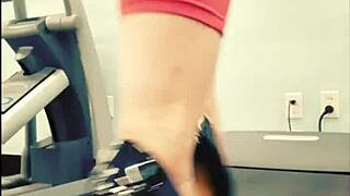 tall stiletto heels gym workout in yoga pants