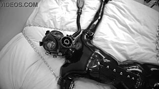 latina in latex gets tied and vibrated