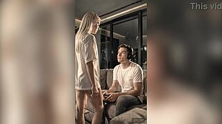 Hot blonde streamer anal fucks a ghost in fantasy