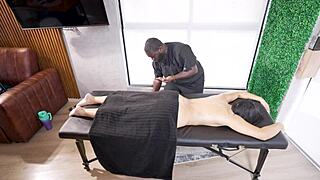 Oily massage ends with bbc creampie latina