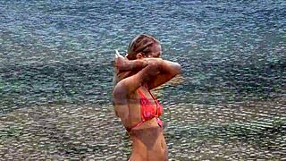 Chill relaxing bikini babes posing