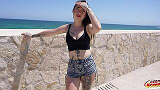 german scout inked latina girl melania dark pick up for no condom casting fuck at holiday trip