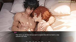 wife shows milky boobs in hentai game