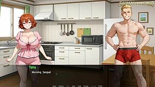 wife shows milky boobs in hentai game