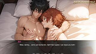 wife shows milky boobs in hentai game