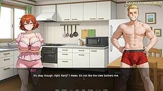 wife shows milky boobs in hentai game