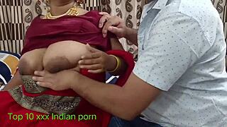 Indian lady meets servant during household tasks in scene