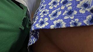 She touched him on the bus and made him cum