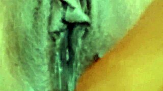 Horny girl plays with her juicy pussy close up