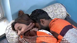 Morning sex with sexy indian wife in cold weather