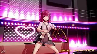 The 3d mmd animation shows marine performing a dance from hololive.