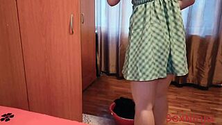 My stepmom glances at my stiffened cock and cant help herself
