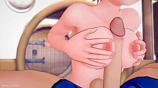 Gwen adulte en maillot taquine une grosse bite