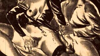 Arte erótica vintage com paixão cartoon selvagem!