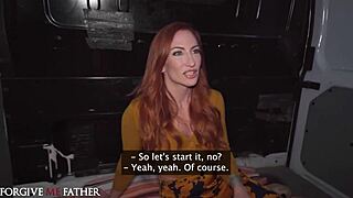 Iartă-mă Părinte, Văduva Inocentă Roșcată Milf Primește Primul Sex Hardcore cu Pula Mare în Pickup Public, Ups!