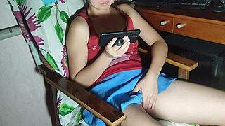 Korean girl got turned on by porn at night and started touching herself.